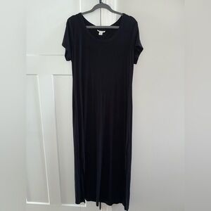 Style & Co Black Sheath Maxi Dress Scoop Neck Short Sleeve